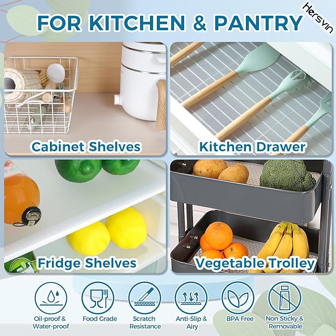 Hersvin Shelf Liners 24 in x 20 ft Drawer Mats Non-Adhesive Cupboard Protector Kitchen Cabinet Lining Fridge Liner (Clear/Diamond) - Image 7