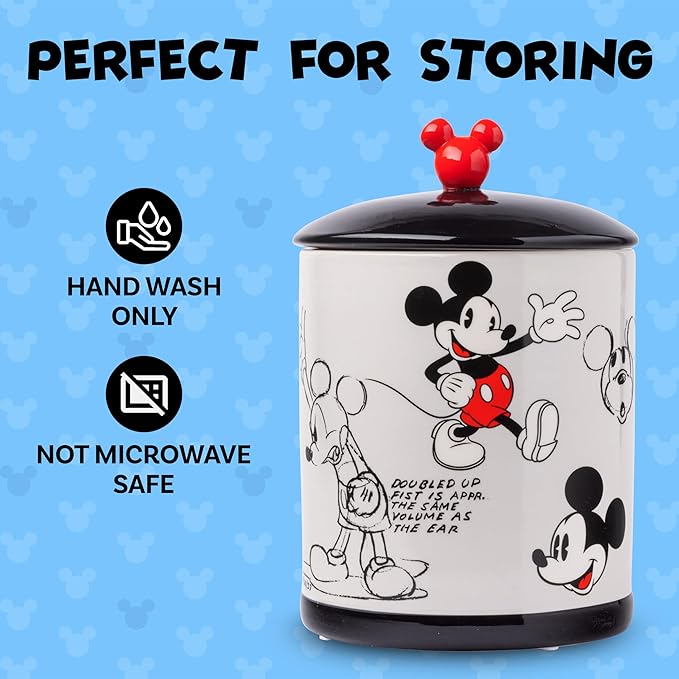 Silver Buffalo Disney Vintage Mickey Mouse Sketches Ceramic Cookie Snack Jar (Large) - Image 4