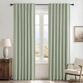 RYB HOME 100% Blackout Sage Green Linen Curtains, Extra Long Light & Heat Blocking Thermal Privacy Protection Neutral Window Drapes for Living Room Bedroom, 52" W x 108" L, 2 Panels Set by RYBHOME