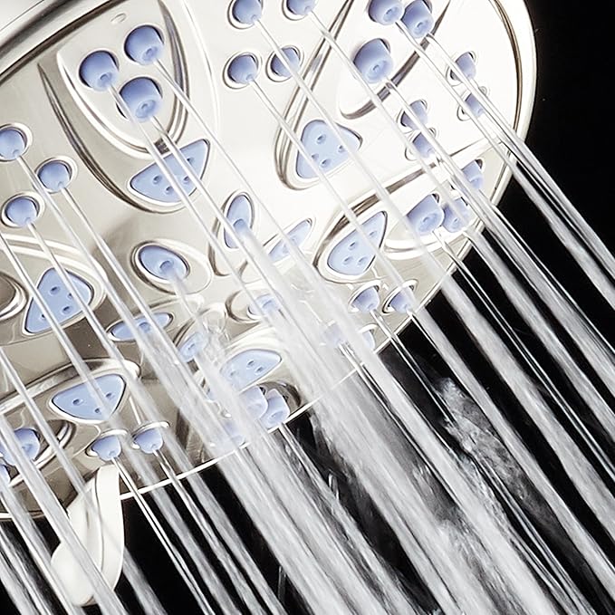 AquaDance Antimicrobial – Anti-Clog High-Pressure 6-Setting Shower Head with Microban Nozzle Protection from Growth of Mold, Mildew & Bacteria for Stronger Shower! 4" Sunset Blue - Image 7