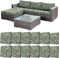 12Pcs Stretch Patio Cushion Cover for Autumn, Couch & Sofa Slipcovers for Patio Furniture Cushions Washable Reusable Couch Covers Replacement Fall Home Decor (Green Leaf Printed, Cover Only) by CALBODE