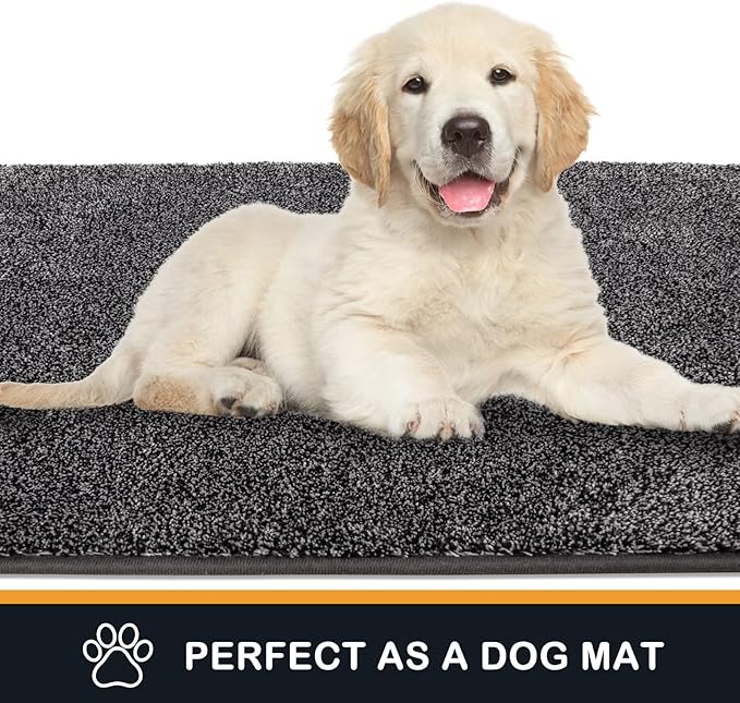 PURRUGS Dirt Trapping Door Mat 24" x 35.5", Non-Slip Machine Washable Entryway Rug, Dog Doormat, Indoor Front Door Mat, Super Absorbent Entry Rug for Muddy Shoes & Paws, Light Grey-Dark Grey - Image 6