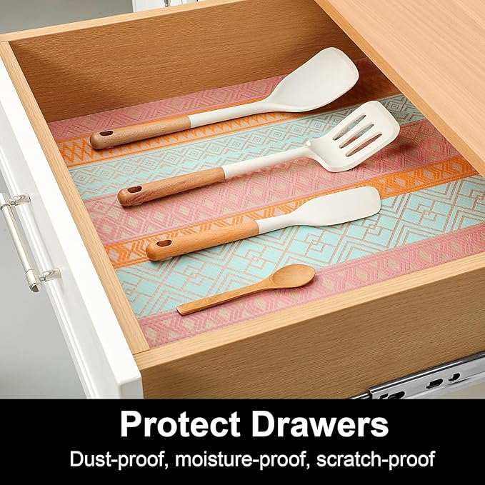 Cooyes Shelf Liners for Kitchen Cabinets, Refrigerator Liners Waterproof & Oil-Proof Kitchen Cupboard Liner Drawer Mats EVA Material Non Adhesive Fridge Liner for Shelves（23.6" W x 360" L） - Image 4