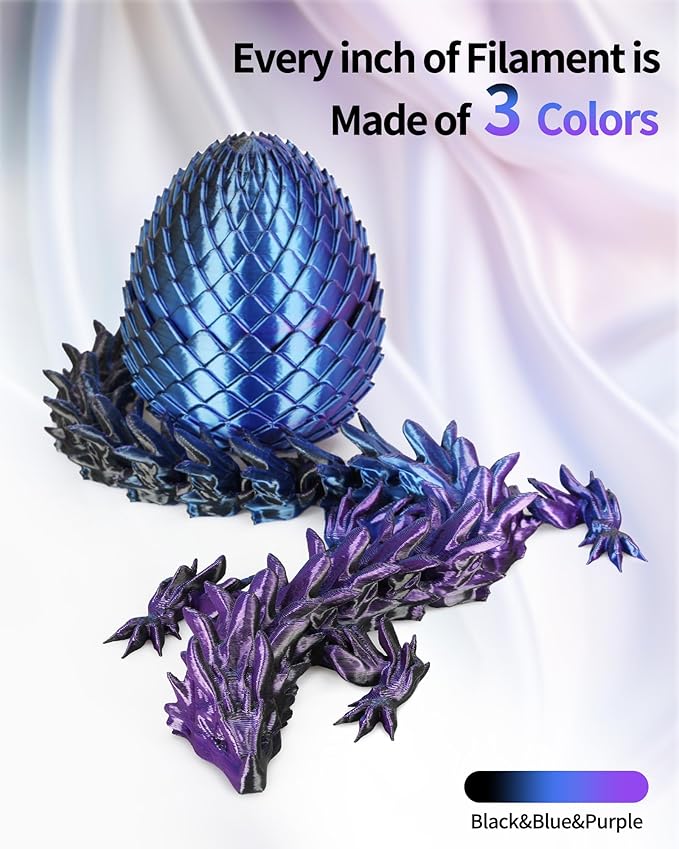 LANDU Silk Tri-Color PLA Filament 1.75mm 1Kg,Triple Color Silk PLA Filament, Silk Rainbow PLA Filament,Neatly Wound 3D Printer Filament, 3 in 1 Multi Color Filament +/-0.02mm, Silk Black Blue Purple - Image 2
