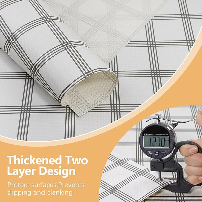 Drawer Shelf Liner Non Adhesive, Slip Resistant Easy to Clean Protect Kitchen Mats Thickened Strong Grip for Cabinet, Pantry, Tool Box, Cupboard, Dresser, Bathroom (White Stripe, 17.5 in x 30 FT) - Image 5