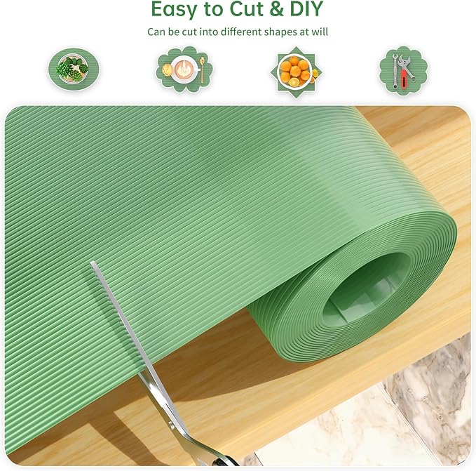 Shelf and Drawer Liner for Kitchen Cabinet, Non-Adhesive 12in x 240in Waterproof Durable Thickened EVA Material Easy-to-Cut Contact Paper Non Slip Mat for Refrigerator, Cupboard, Dresser - Image 3