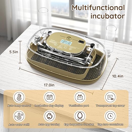 24 Egg Incubator for Hatching Eggs with Temperature and Humidity Control, Auto Turning & LED Candling for Chicken Duck Quail Birds, Ideal for Home Farm, Classroom, Beginners - Image 7