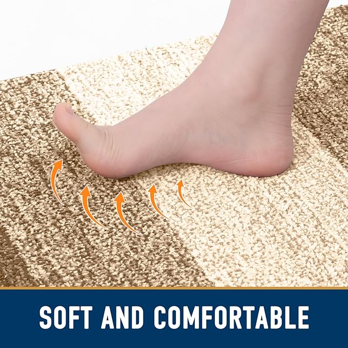 Smiry Dog Door Mat for Muddy Paws, Absorbs Moisture and Dirt, Low-Profile Entryway Mat with Non-Slip Backing, Entry Indoor Outdoor Doormat for Inside Floor (71x47 Inches, Camel, Striped) - Image 5