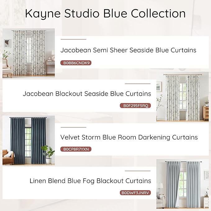 Kayne Studio Blue Fog Pinch Pleated Full Blackout Curtains, Linen Blend Room Darkening Thermal Insulated Soundproof Drapes, 84 Inch Back Tab Window Curtains for Living Room Bedroom (2 Panels, 40"x84") - Image 8