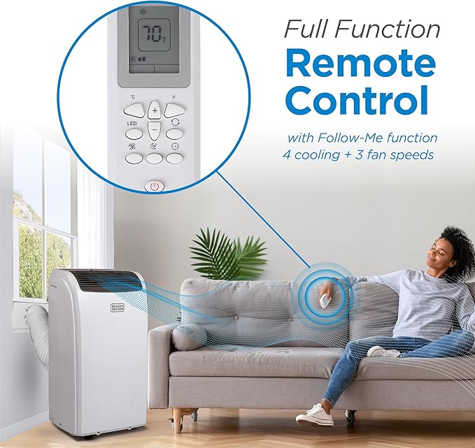 BLACK+DECKER Smart Portable Air Conditioner with Heat, 12,000 BTU Cooling, 9,000 BTU Heating for Rooms up to 550 Sq. Ft., Follow Me Remote, BPACT12HWT, White - Image 3
