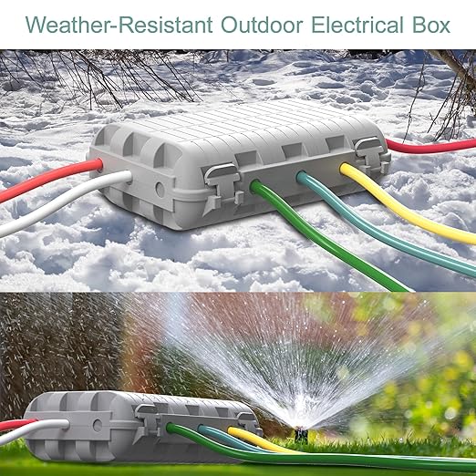 Outdoor Waterproof Electrical Box, 2 Pack Large Extension Cord Cover Protector Plug Connection Cable Safety Box IP54 Water-Resistant for Power Strip, Holiday Light and Decorations, Grey - Image 4