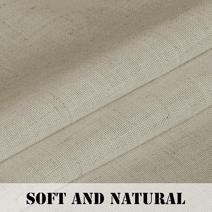 H.VERSAILTEX Linen Curtains Elegant Natural Linen Semi Sheer Curtains Energy Light Filtering Rod Pocket Window Treatments Panels for Living Room (Set of 2, Castle Wall, 52 inch W X 96 inch L) - Image 4