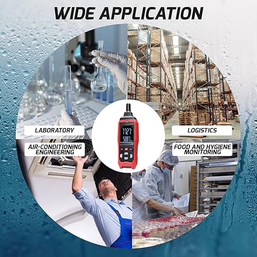 Humidity and Temperature Meter Data Logger Digital Psychrometer HVAC, Wet Bulb Thermometer Record 4000pcs Data and Export, Large LCD Humidity Tester Dew Point Meter with Indicator and Buzzer Alarm - Image 7