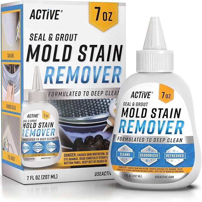 ACTIVE Mold Stain Remover Gel Cleaner Heavy Duty Stain Cleaner for Front Loader Washing Machine Seal, Bathroom Grout, Shower, Caulk - Front Load Washer Cleaning Solution - 7 Fl Oz by ACTIVE