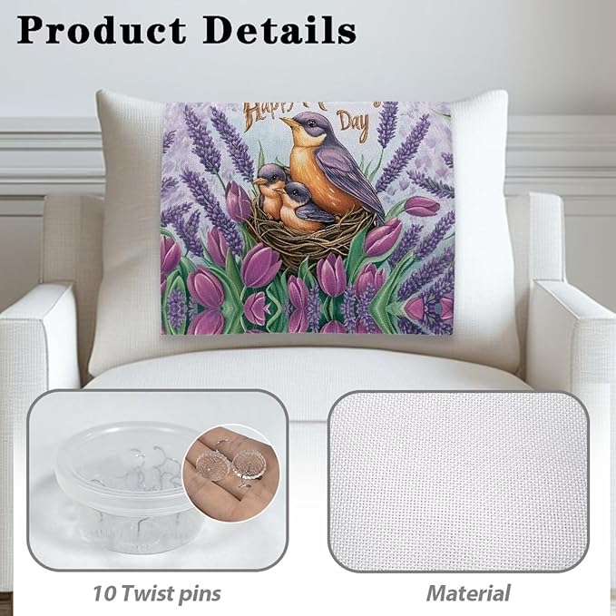 Robin Bird Headrest Protector for Small Recliner Waterproof Furniture Protective Slipcover Non-Slip Sofa Headrest Cover with Fixing Nails for Home Office Loveseat Mother's Day Decorations - Image 5