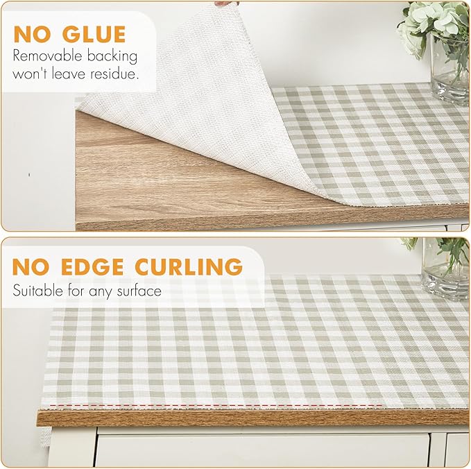 Viseeko Shelf and Drawer Liner for Kitchen Cabinet, Non-Adhesive Cabinet Liners for Shelves, Strong Grip Shelf Paper Non-Slip Waterproof Easy to Cut for Dresser Cupboard, Green Grid, 18 in x 20 ft - Image 4