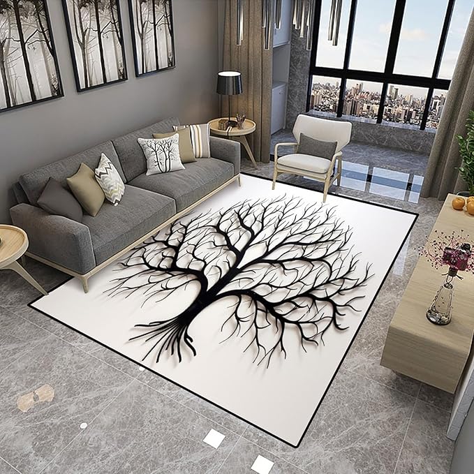 Floor Covering A Leafless Tree Floral Printing Lightweight Area Rugs Fade Resistant, Flame Resistant, Quick Dry, Stain Resistant, Waterproof Floor Carpet for Living Room Bedroom, 18 x 30 Inch - Image 4
