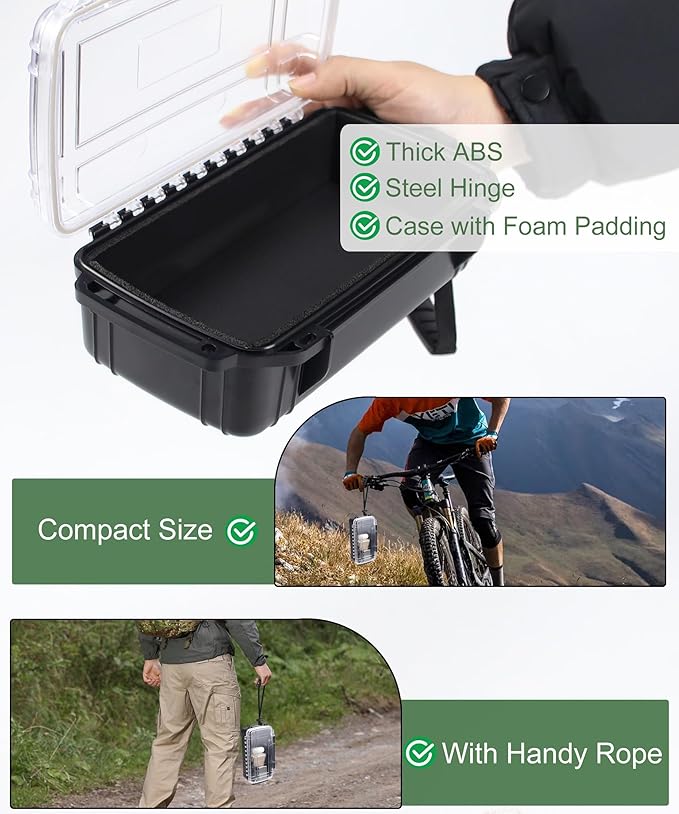 Waterproof Dry Box Small Waterproof Hard Case Micro Case with Foam Padding Dry Boxes Watertight Storage Container Case Protective Phone Box for Kayaking, Boating - Image 6
