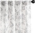 jinchan Linen Floral Curtains for Living Room, 84 Inch Length Curtains with Printed Flower Light Filtering Curtain, Rod Pocket Back Tab Gray Window Curtain Set, 2 Panels Light Grey on White by JINCHAN