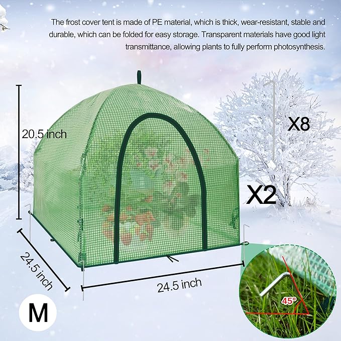 24.5″ *24.5″ *20.5″ Winter Plant Warm Covers - Raised Bed Cover, Warm Tent Freeze Protection Humidity Domes for Germination, Seedling Propagation Protecting Plants from Animals 2PCS - Image 3