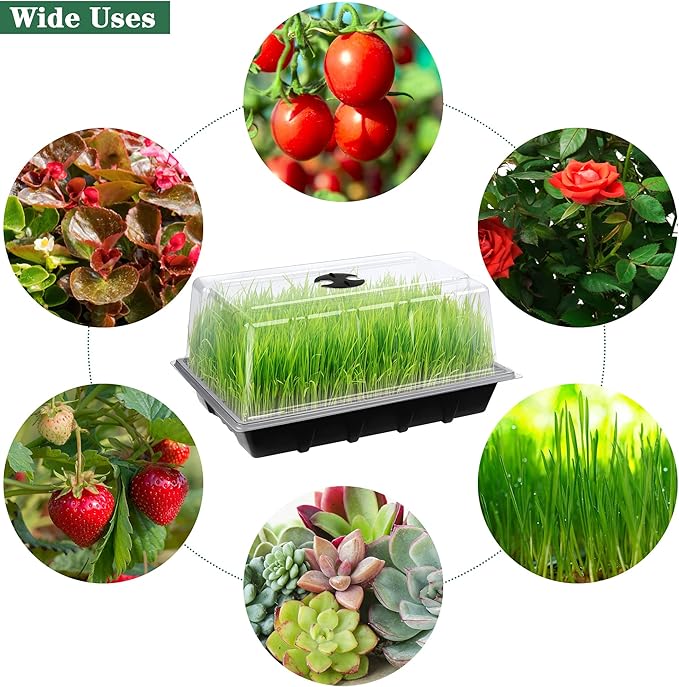 6 Packs Seed Starter Tray Kits with Humidity Dome, Plastic Germination Growing Trays with Plants Labels, Planting Tools for Seeds Growing Starting, Germination and Seedling Propagation - Image 5