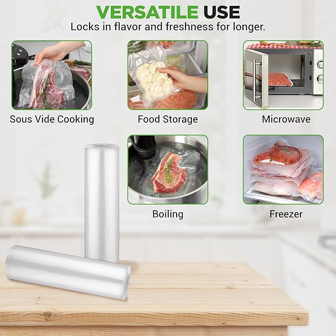 NutriChef Vacuum Sealer Bags 11x50 Rolls 2 pack for Food Saver, Seal a Meal, NutriChef, Weston. Commercial Grade, BPA Free, Heavy Duty, Great for vac storage, Meal Prep or Sous Vide - Image 4