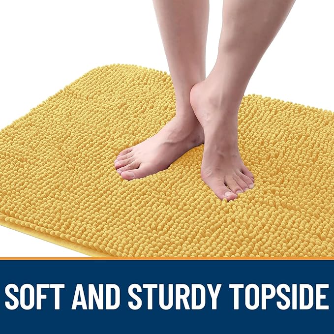 OLANLY Dog Door Mat for Muddy Paws 59x24, Absorbs Moisture and Dirt, Absorbent Non-Slip Washable Doormat, Quick Dry Chenille Mud Mat for Dogs, Entry Indoor Entryway Carpet for Inside Floor, Yellow - Image 4