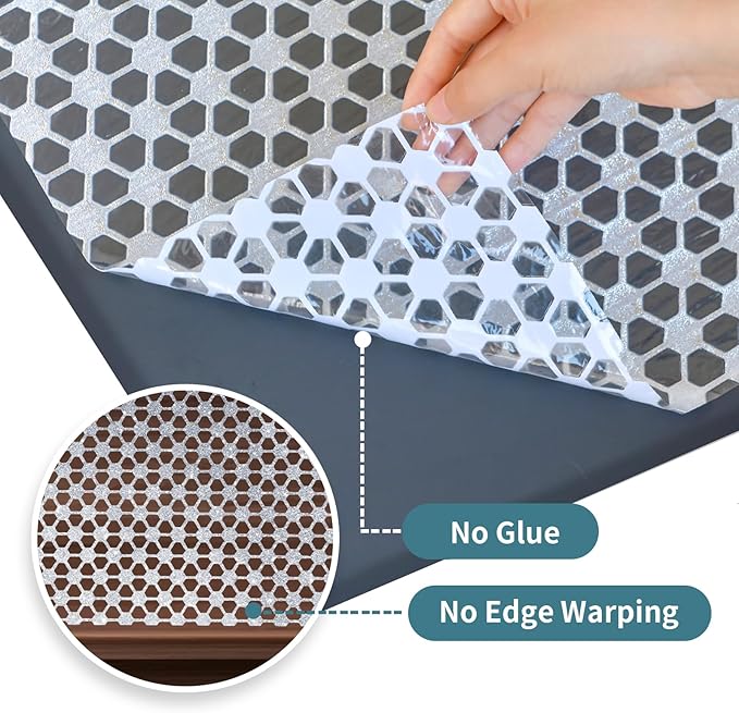 Drawer and Shelf Liner for Kitchen Cabinet: 12 in X 20 Ft Non Slip Waterproof Shelf Paper Non Adhesive Refrigerator Liners Silver Square Easy Liners for Bathroom with Knife Tape Measure - Image 7