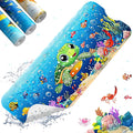 XIYUNTE Baby Bath Mat for Tub Non Slip Kids Bath Mat - 40''x16'' Extra Long Cartoon Turtle Baby Bath Tub Mat Eco-Friendly Toddler Bath Mats with Suction Cups & Drain Holes, Easy to Clean & Easy Drying by XIYUNTE