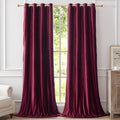 Christmas Burgundy Decorative Velvet Curtains 90 inches Luxury Living Room Curtain Blackout Modern Thermal Insulated Soundproof Privacy Room Darkening Floor to Ceiling Drapes for Bedroom Set of 2 by ModernShinyVelvetCurtains