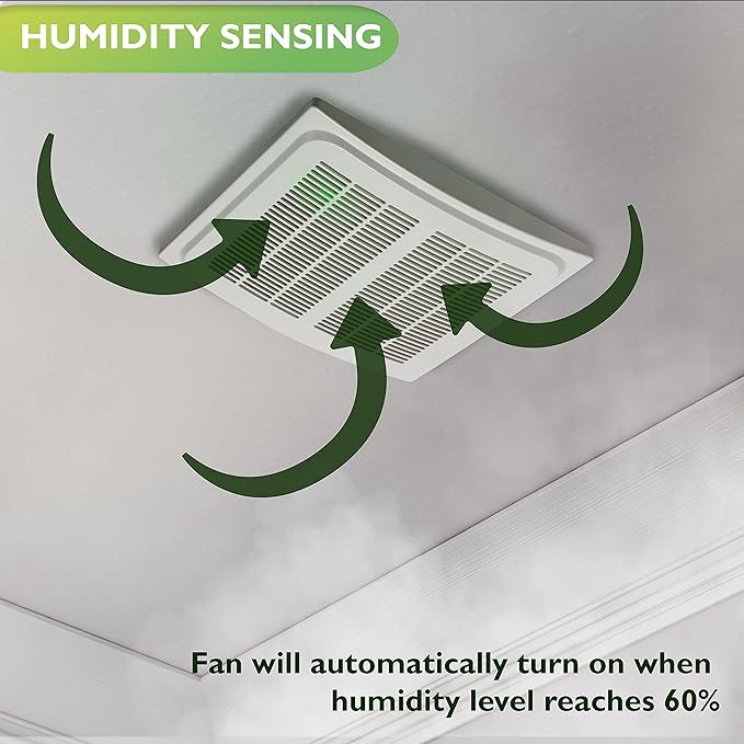 Homewerks 7136-02HW Bathroom Vent Fan with Automatic Humidity Sensor and Powerful Exhaust Ventilation Fan for Large Room 140 CFM Whisper Quiet 1.0 Sone Energy Star - Image 5