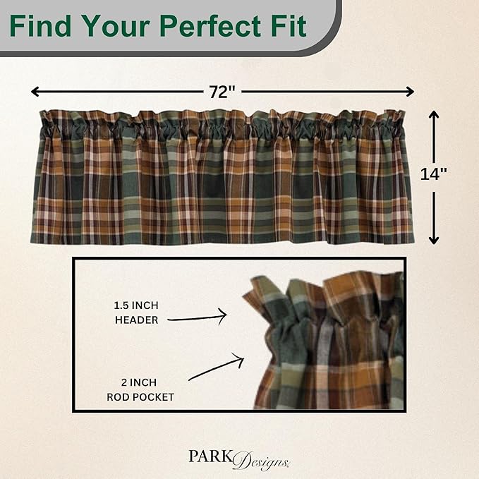 Park Designs Farmhouse Kitchen Valances for Windows - Rustic Lodge Wood River | Fall Decor Window Valance Curtains | Plaid Curtain Valances for Windows | BOHO Living Rooms & Bathrooms | 72" x 14" - Image 3