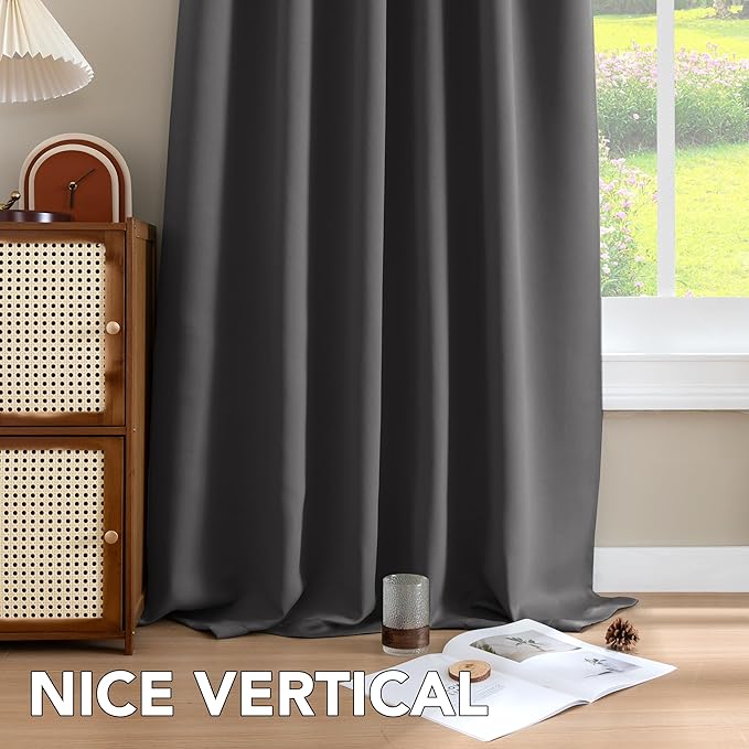 H.VERSAILTEX Blackout Curtains Thermal Insulated Window Treatment Panels Room Darkening Blackout Drapes for Living Room Back Tab/Rod Pocket Bedroom Draperies (2 Panels, Charcoal Gray, 42 x 54 Inch) - Image 9
