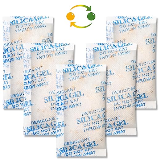 LotFancy Silica Gel Packets, 10 Gram 30 Packs Rechargeable Desiccant Dehumidifier, Indicating (Orange to Dark Green), Moisture Absorbing Bag for Clothes Shoes Ammo Storage - Image 9