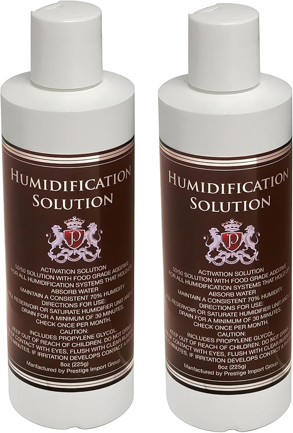 Humidor Solution 8oz (2-Pack) - Humidifier Liquid - Premium Formula - 70% RH by PrestigeImportGroup