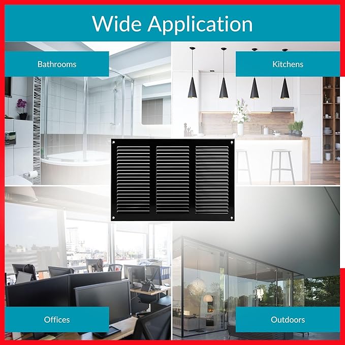10x6 Vent Cover (Duct Opening) - Black HVAC Return Air Grille for Wall and Ceiling - Metal AC Vent Cover with Mesh - Rectangular Air Register - External Dimensions: 11.81" W x 7.87" H - Image 7