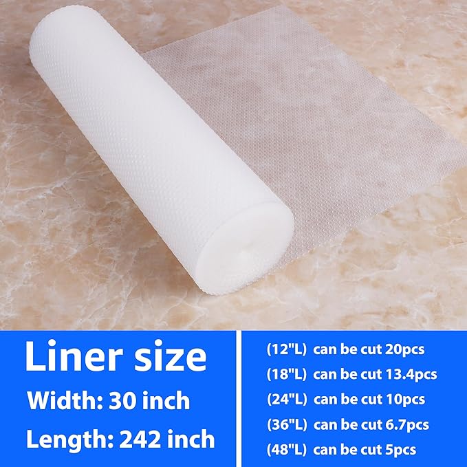 Large Shelf Liners for Kitchen Cabinet: Waterproof Clear Under Sink Mat - Non-Adhesive Easy to Cut Drawer Liner for Pantry Cupboard Translucence 30" W x 240" L - Image 9