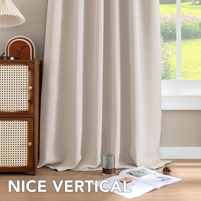 H.VERSAILTEX Blackout Curtains Thermal Insulated Window Treatment Panels Room Darkening Blackout Drapes for Living Room Back Tab/Rod Pocket Bedroom Draperies (2 Panels, Natural, 52 x 54 Inch) - Image 8