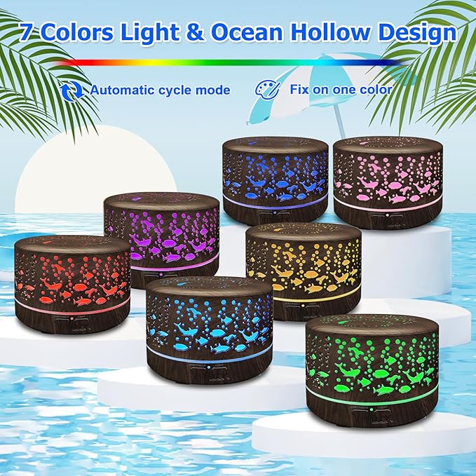 Diffusers for Essential Oils Large Room with R/C,600ml Essential Oil Diffusers for Home,Waterless Auto Off 7 Colors Changed 3 Mist Modes,Cool Mist Humidifiers for House Bedroom Decor,Gifts,Dark Wood - Image 5