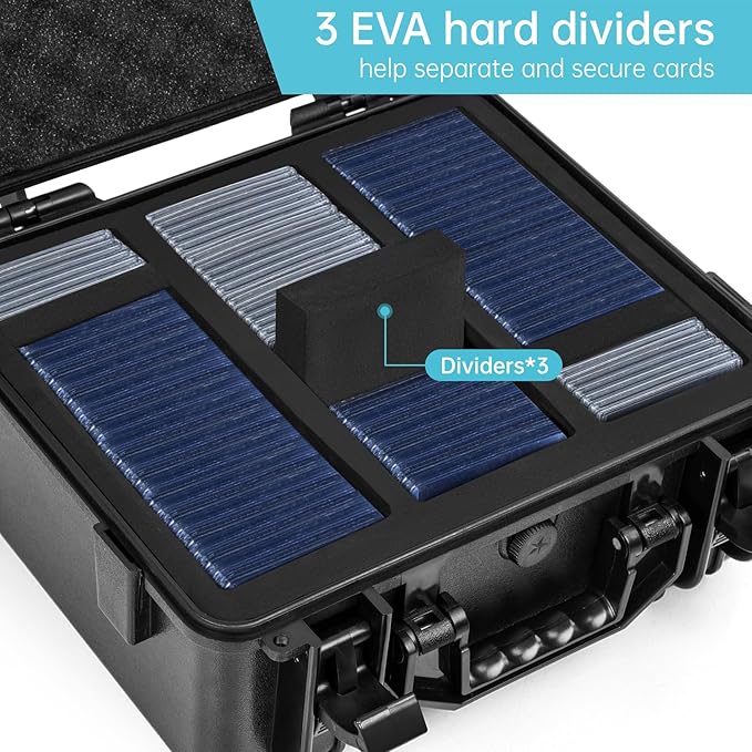 Waterproof Toploader Storage Box for 3" x 4" 35pt Rigid Card, Trading Card Case Holds 300 Toploaders, Sports Card Storage Boxes with 3 EVA Divider - Image 6