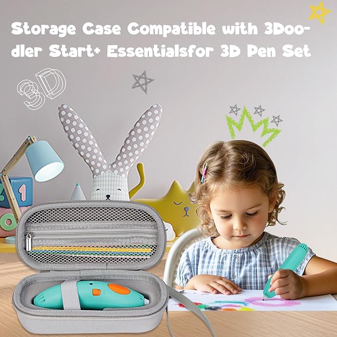 Case Compatible with 3Doodler Start+ Essentials for 3D Pen Set for Kids, Carrying Holder Fit for Printing Pens,Storage Organizer for Printing Filament Refill,Micro-USB Charger (3D-01-Grey) - Image 6