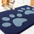 Smiry Dog Door Mat for Muddy Paws, Absorbs Moisture and Dirt, Low-Profile Entryway Mat with Non-Slip Backing, Entry Indoor Outdoor Doormat for Inside Floor (30x20 Inches, Dark Blue, Paw) by Smiry