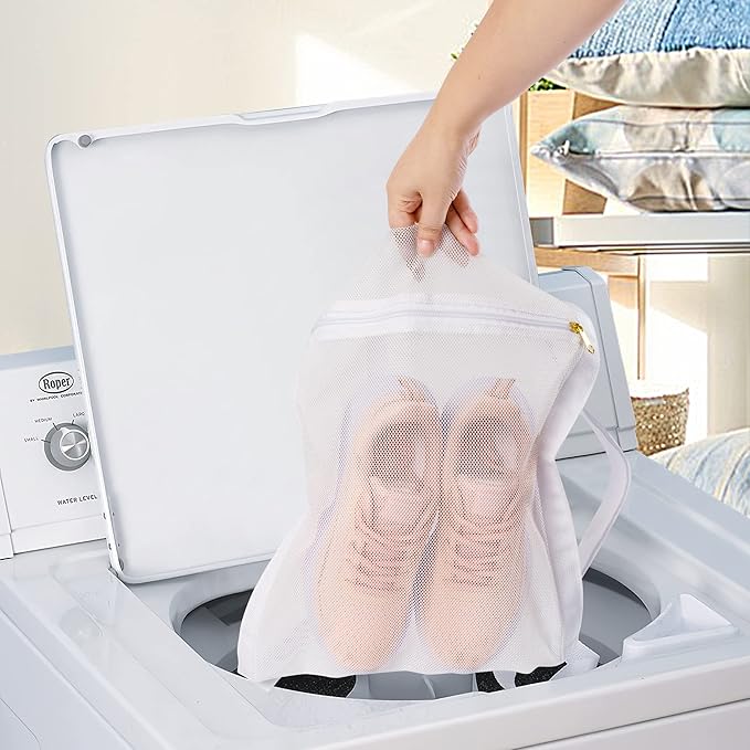 Sneaker Wash & Dry Net Bag for Dryer,15.7x13.8 Inch Large HoneyComber Mesh Bags with Zipper and Strap for Shoes, Clothing, Laundry Reused Bag Tool (Large) (white) - Image 7