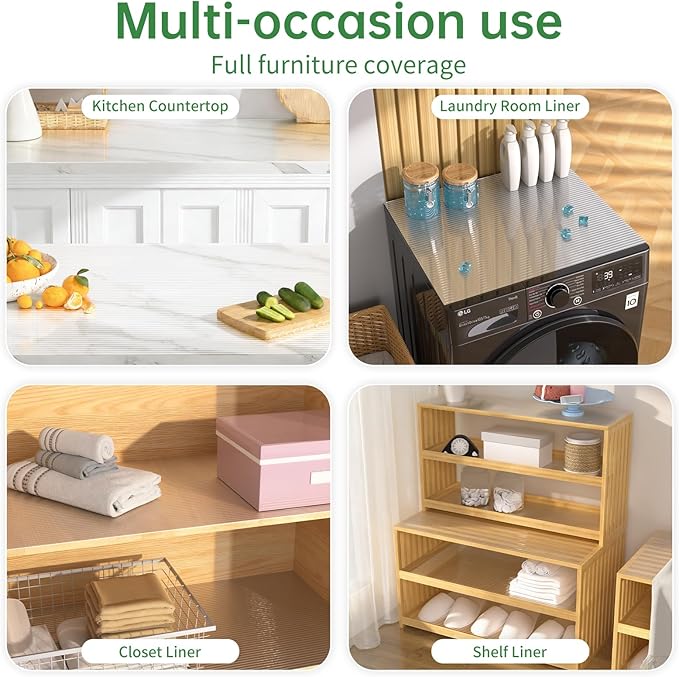 Shelf and Drawer Liner for Kitchen Cabinet, Non-Adhesive 12in x 120in Waterproof Durable Thickened EVA Material Easy-to-Cut Contact Paper Non Slip Mat for Refrigerator, Cupboard, Dresser - Image 7