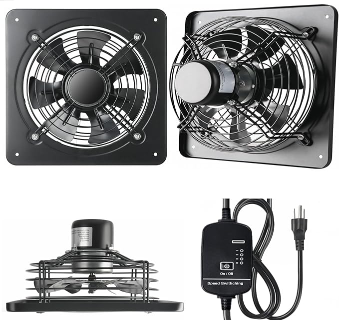 16 Inch Wall Window Exhaust Fan Wall Mounted Ventilation Fan 1040 CFM High-Speed1560 RPM Basement Extractor Fan Industrial Fan for Home Garage Office Commercial Use (16 Inch+Speed Control) - Image 5