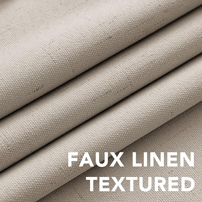 H.VERSAILTEX Linen Curtains 100% Blackout Curtains for Bedroom 90 inch Long Full Light Blocking Nature Linen Blended Window Curtains for Living Room Nickel Grommet (2 Panels, Cobblestone) - Image 4