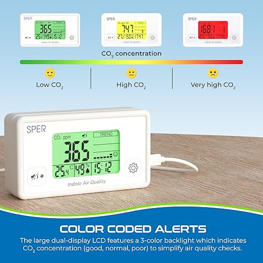 Sper Scientific Indoor Air Quality Monitor with Color Coded Display | Model 800052 - Image 5