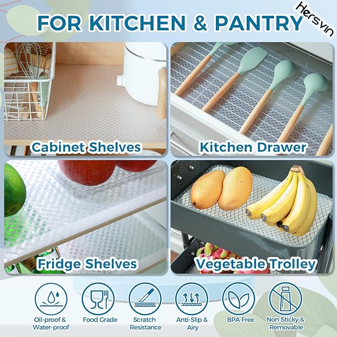 Hersvin Shelf Liners 20 in x 20 ft EVA Drawer Mats, Non-Adhesive Cupboard Protector, Kitchen Cabinet Lining Fridge Liner (Clear Crossed Stripe, 50.8x610cm) - Image 7