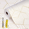 Shelf Liners for Kitchen Cabinets Non Adhesive Shelf Liner Paper Non-Slip Thickened Drawer Liner Easy to Clean for Tool Box Refrigerator with Knife and Tape Measure, Gold Geometric, 11.8 x 354.3 in by Oneoftheworld