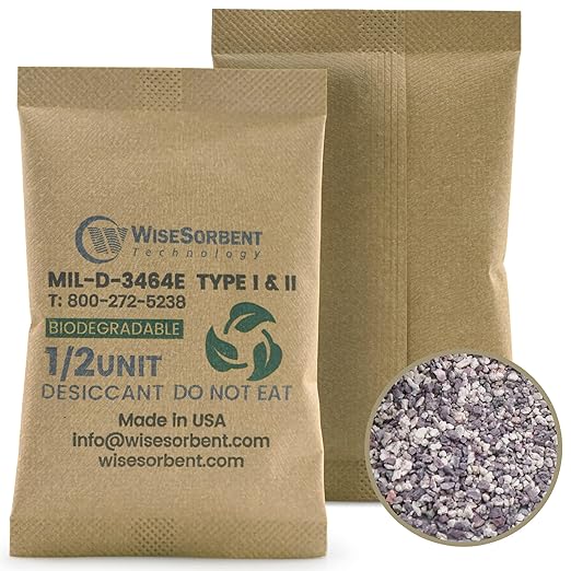Kraft Clay Desiccants Packs for Safe, 17 Gram 200 Pack Dehumidifier for Gun Safe, Military Grade Moisture Absorbers, Conforms to MIL-D-3464E Type I & II Absorbents by Wisesorb